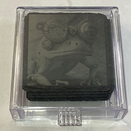 Steampunk Frog Slate Coaster Set (4)