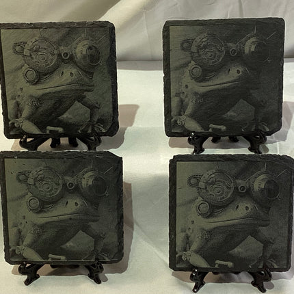 Steampunk Frog Slate Coaster Set (4)