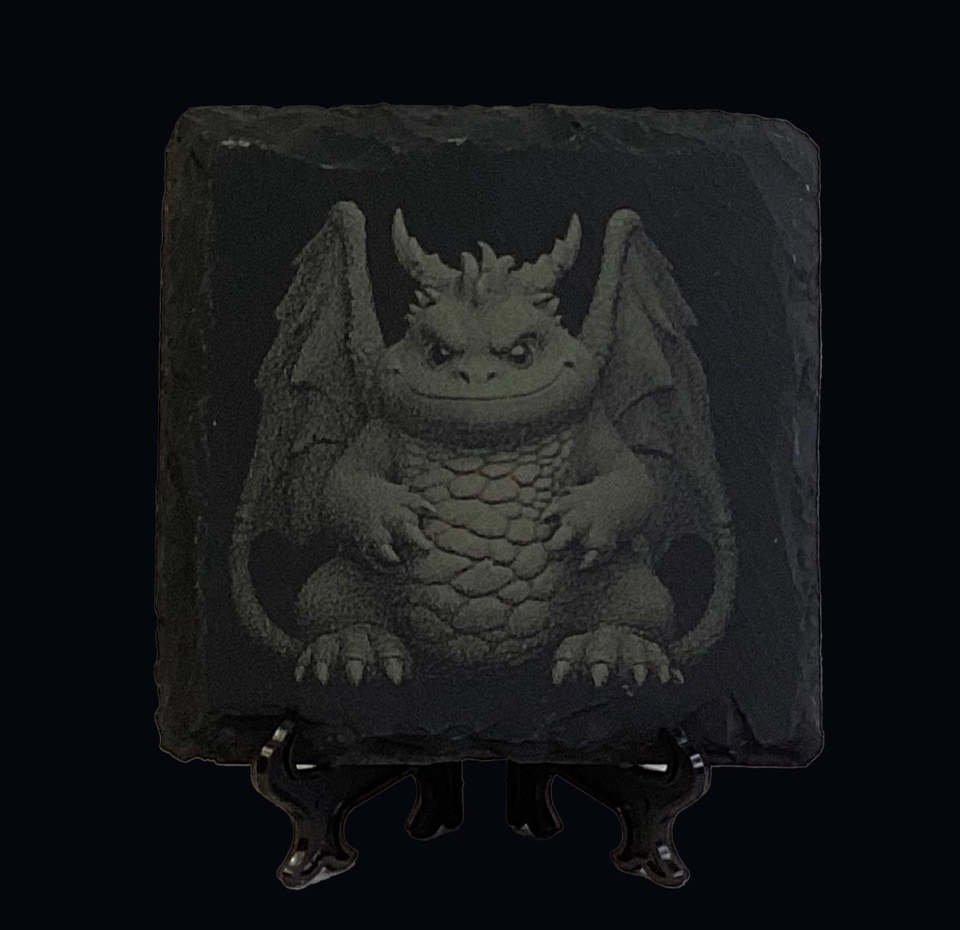 Heavy Dragon Slate Coaster – Altered Perception Engraving
